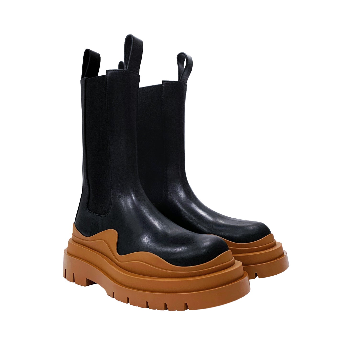 Bottega Veneta Black Leather Tire Boots