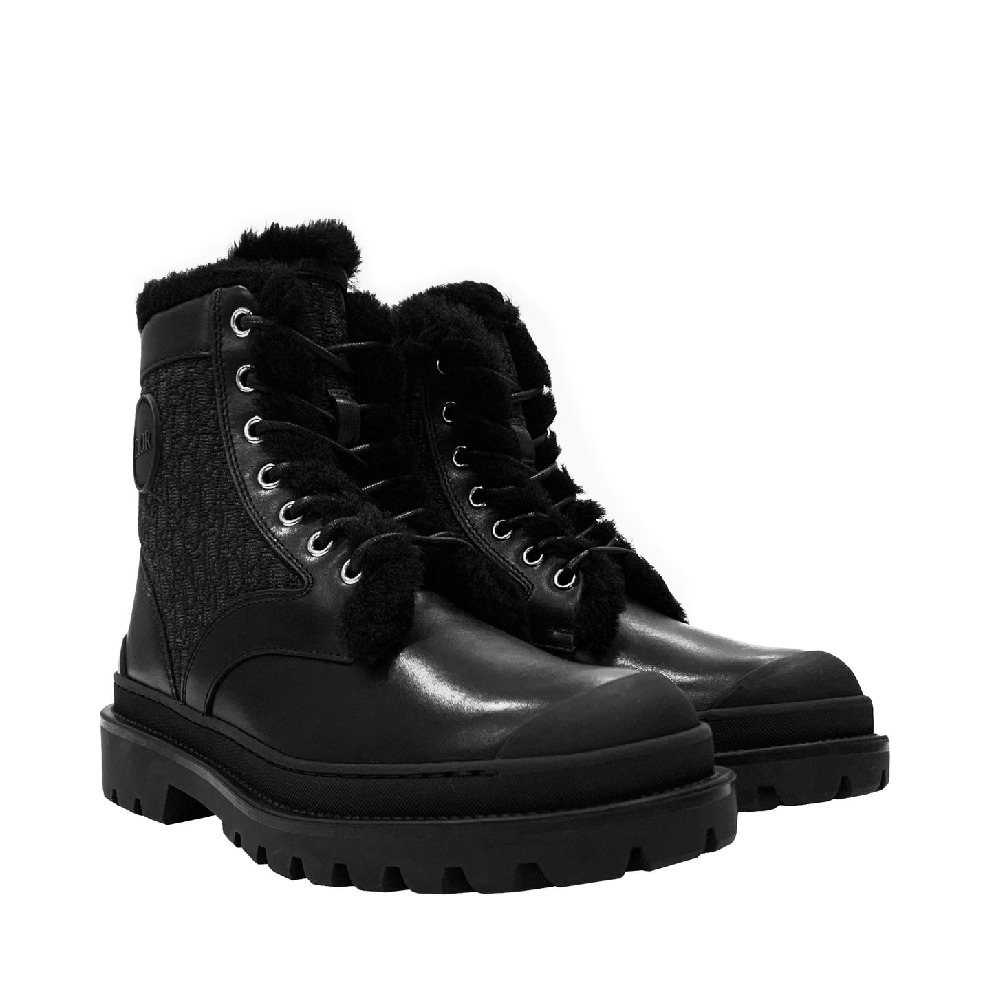 Dior Monogram Lace-Up Ankle Boots