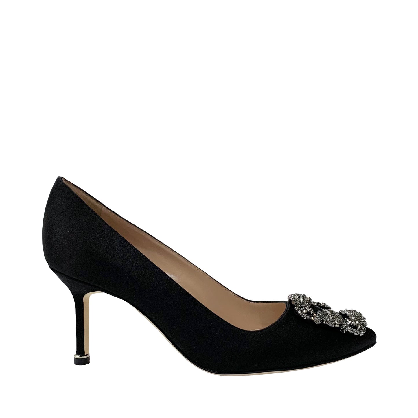 Manolo Blahnik Hangisi 70 Satin Jewel Buckle Pumps