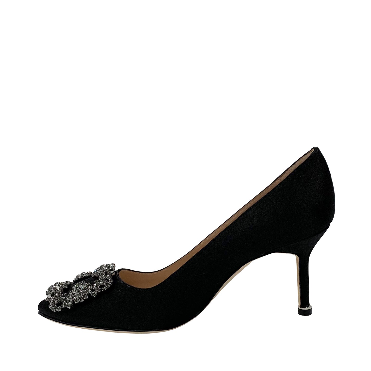 Manolo Blahnik Hangisi 70 Satin Jewel Buckle Pumps
