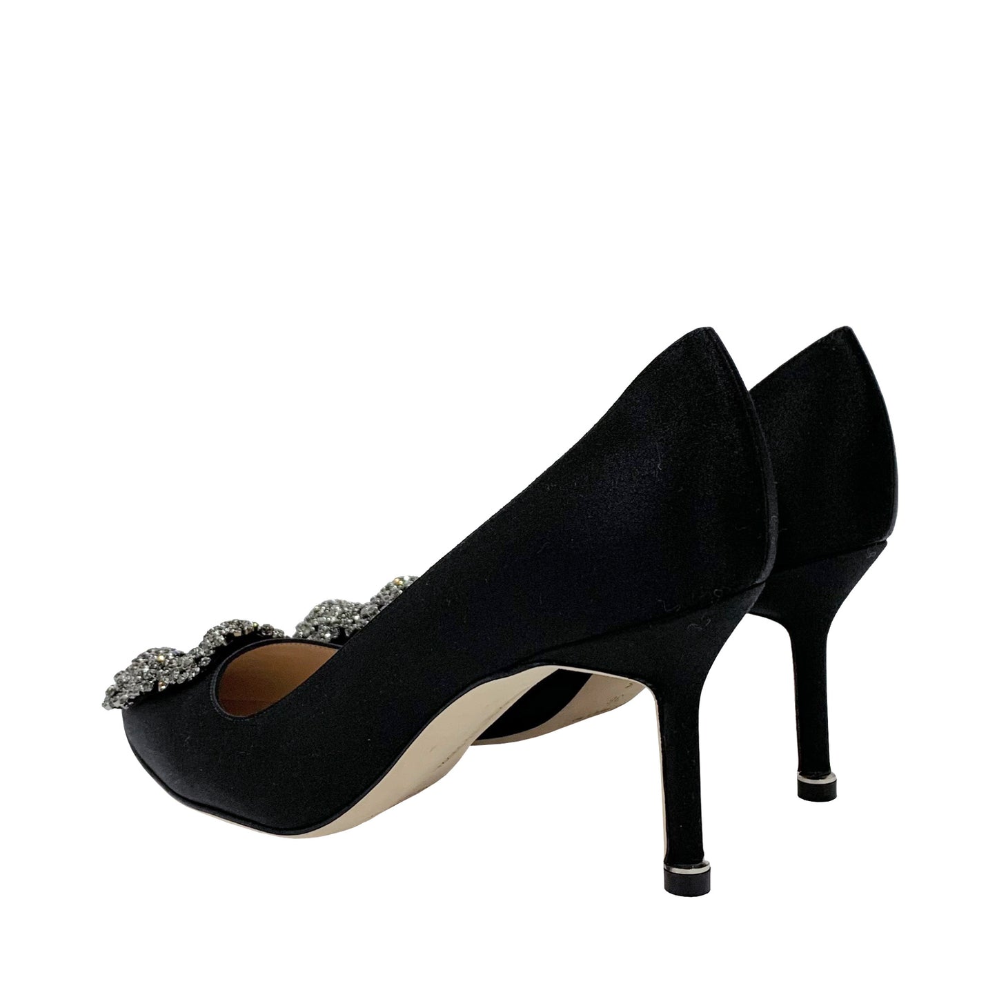 Manolo Blahnik Hangisi 70 Satin Jewel Buckle Pumps