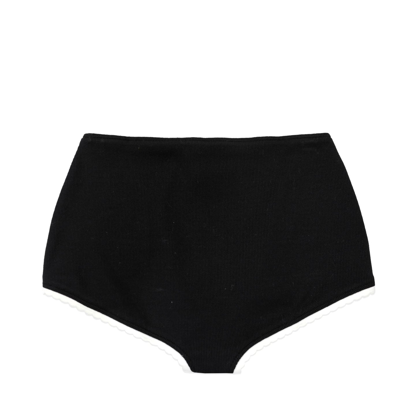 Miu Miu Ribbed-knit Logo Black Stretch Culotte Briefs