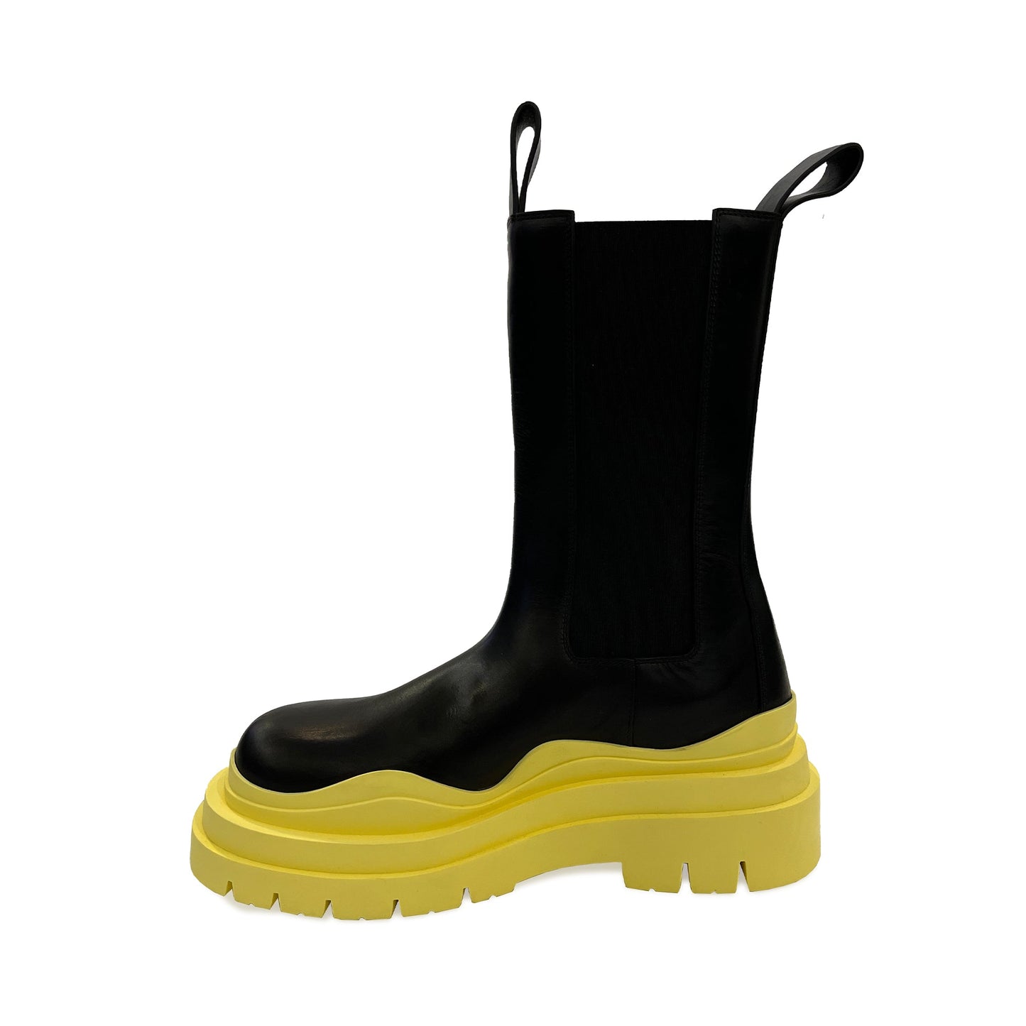 Bottega Veneta Black Leather Tire Boots | Designer code: 630297VBS50 | Luxury Fashion Eshop | Lamode.com.hk