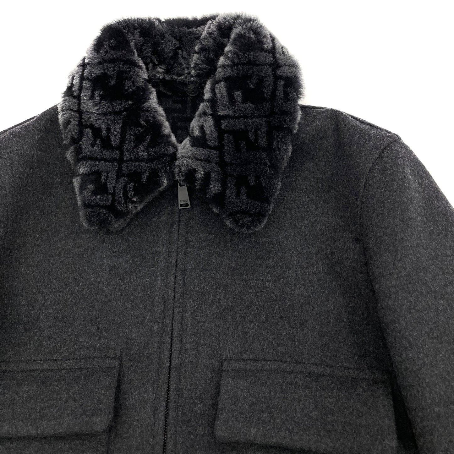 Fendi Reversible Jacket With FF Collar | Designer code: FW1084AHBU | Luxury Fashion Eshop | Lamode.com.hk