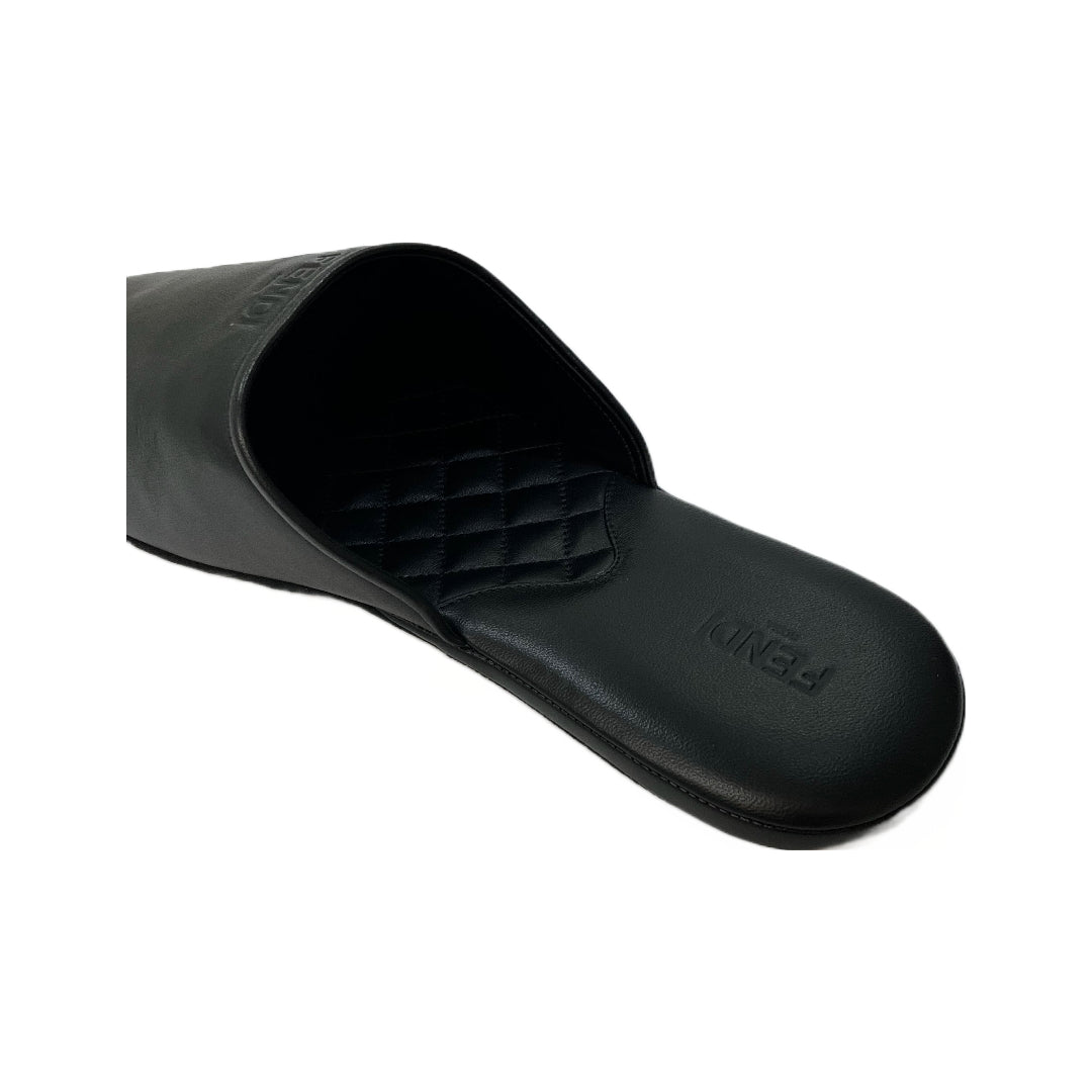 Fendi Embossed Logo Leather Slippers | Designer code: 7P1422NBA | Luxury Fashion Eshop | Lamode.com.hk