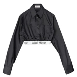 Label Mirror Repeat Logo Cropped Shirt | Designer code: LM2022SS005 | Luxury Fashion Eshop | Lamode.com.hk