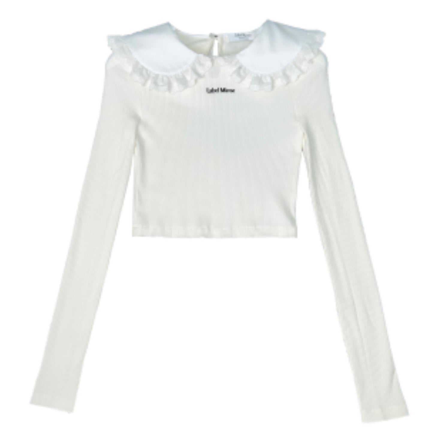 Label Mirror Logo Top With Ruffle Collar | Designer code: LM2022SS013 | Luxury Fashion Eshop | Lamode.com.hk