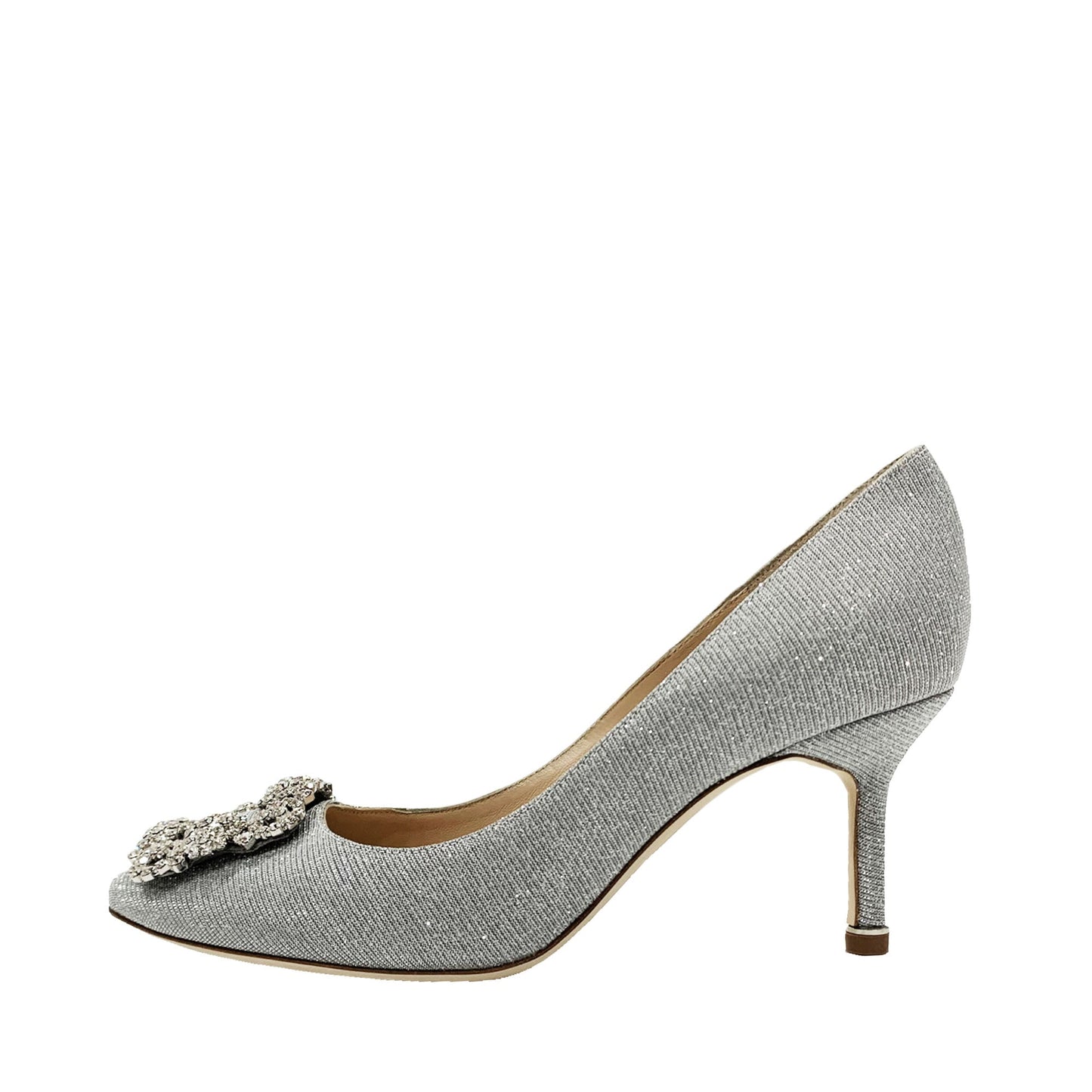 Manolo Blahnik Glitter Fabric Crystal Buckle Pumps | Designer code: 9XX0597 | Luxury Fashion Eshop | Lamode.com.hk