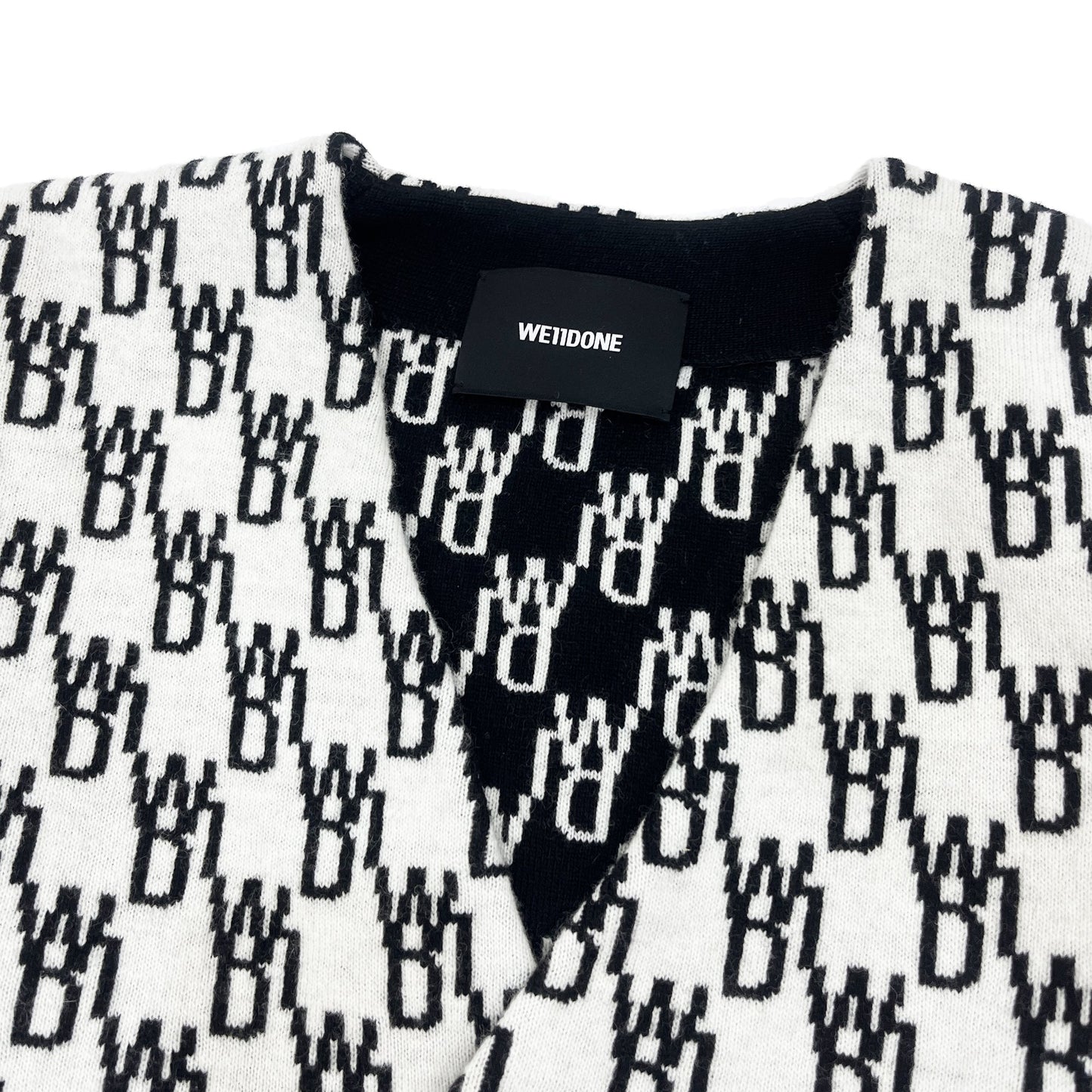 We11done Jacquard Logo Cardigan | Designer code: WDKC920184 | Luxury Fashion Eshop | Lamode.com.hk