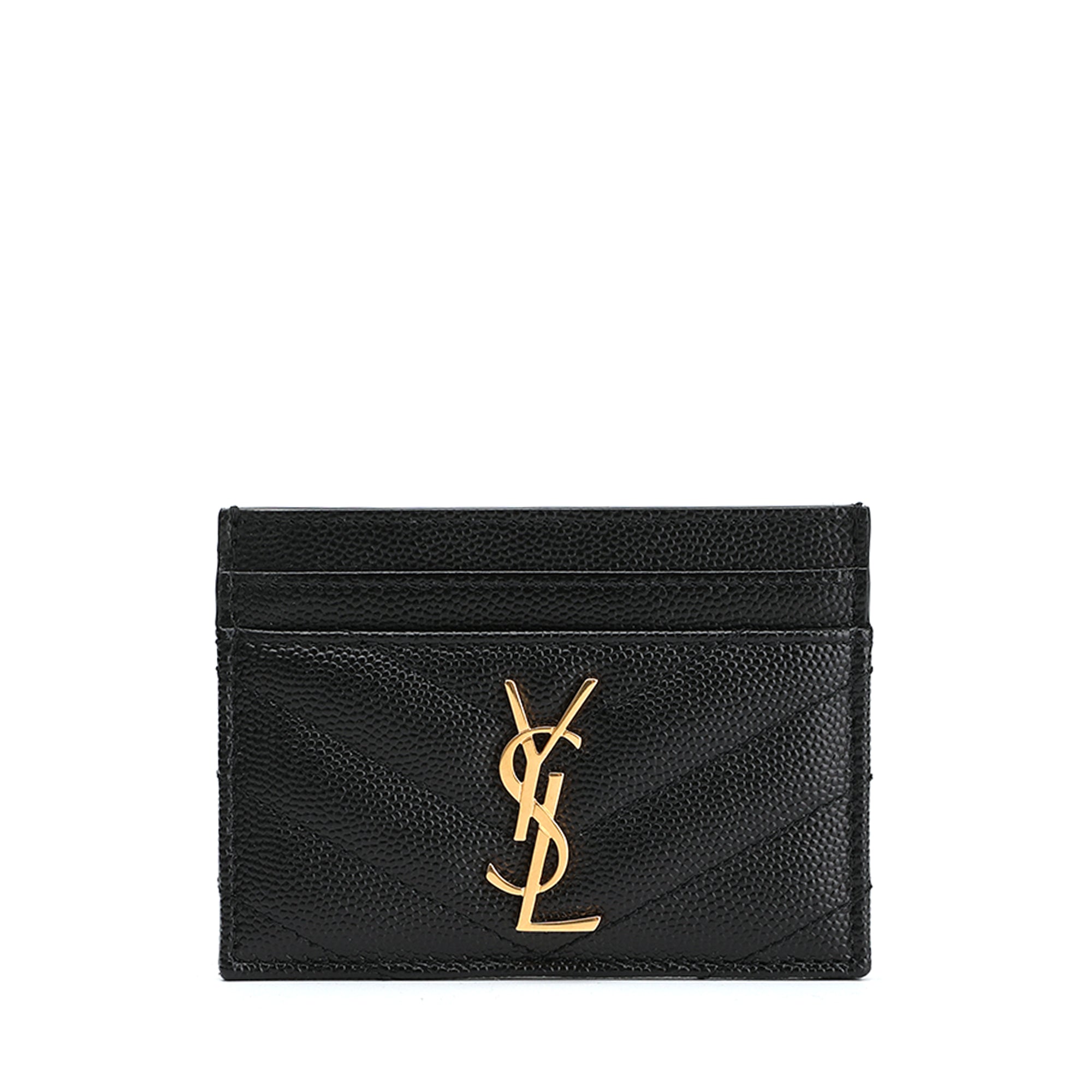 ★Saint Laurent★ Signature Logo Textured Leather Card Holde SAINT LAURENT Signature Logo Textured Leather Card Holder