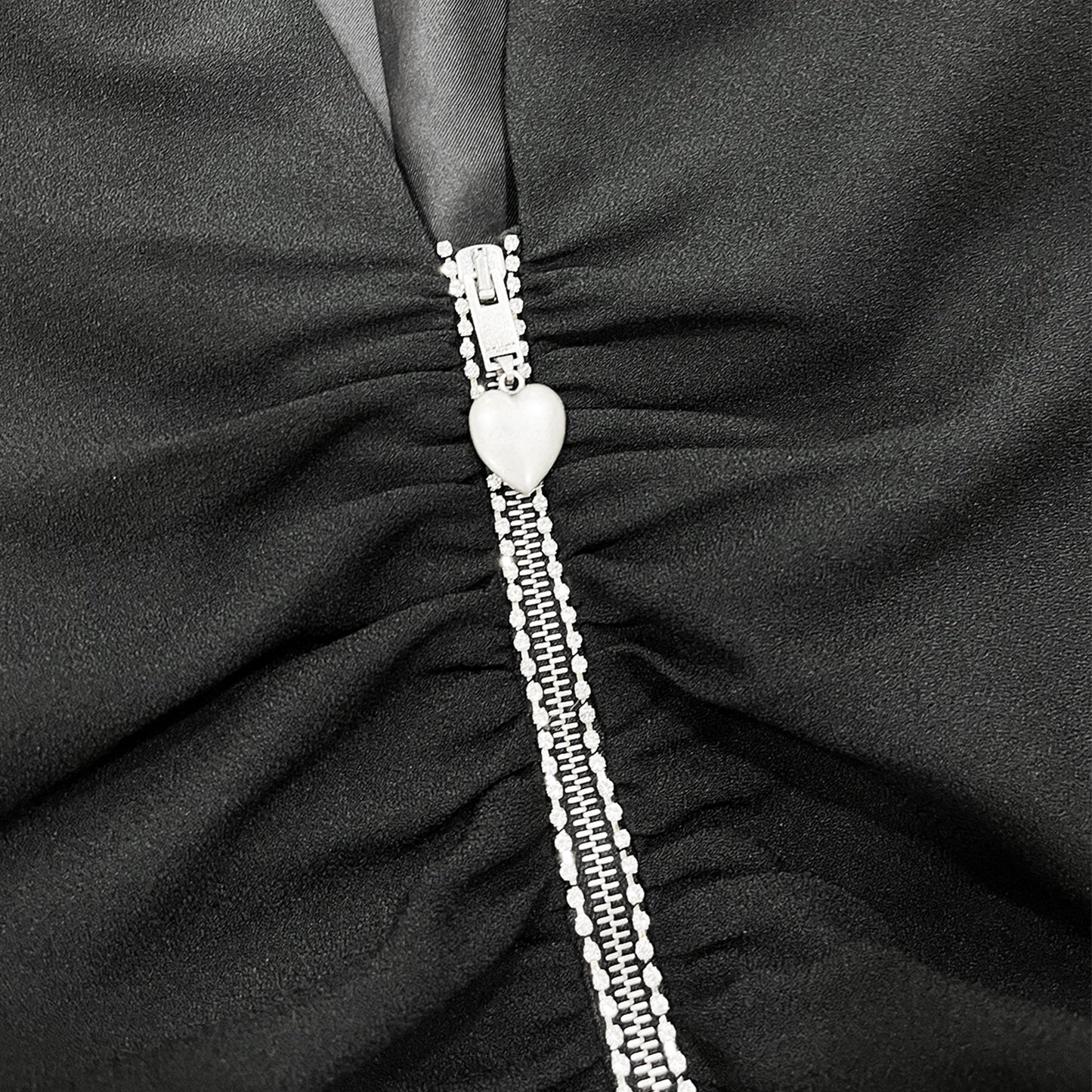 Saint Laurent Ruched Zip Front Silk Playsuit | Designer code: 690776Y012W | Luxury Fashion Eshop | Lamode.com.hk