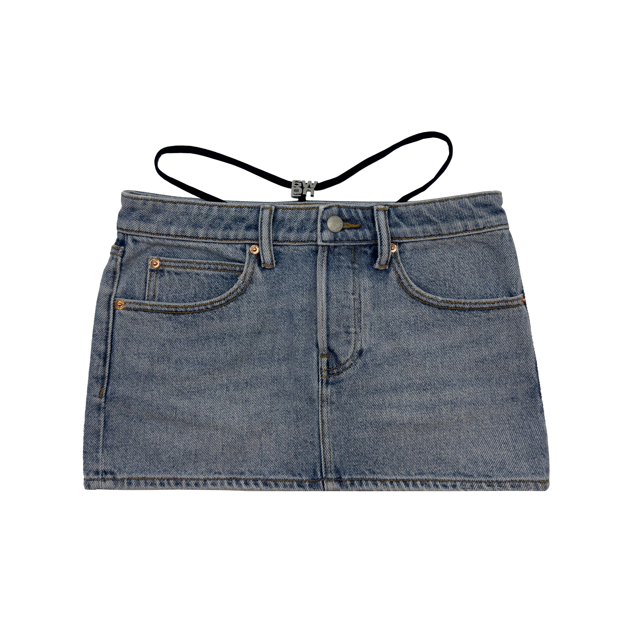 【関税&送料込】Alexander Wang Dark Grey Denim Mini Skirt ALEXANDER WANG STRAP DETAIL MINI DENIM SKIRT – La Mode