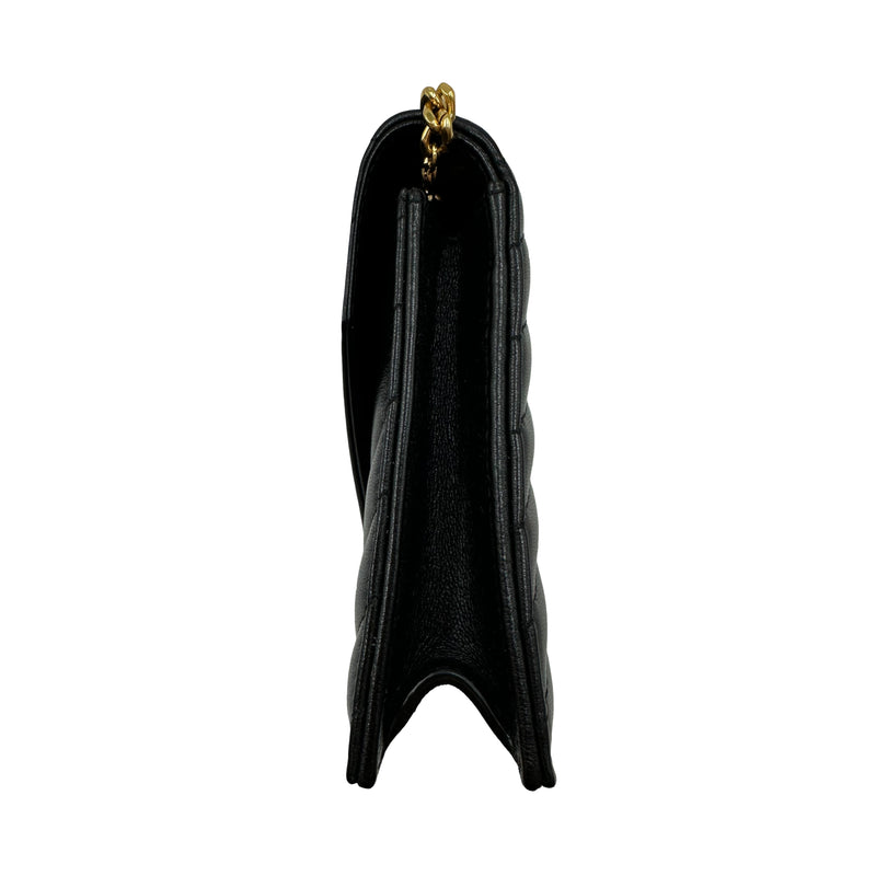 SAINT LAURENT ENVELOPE CHAIN WALLET IN BLACK
