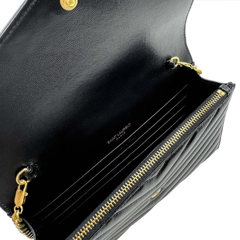 SAINT LAURENT ENVELOPE CHAIN WALLET IN BLACK