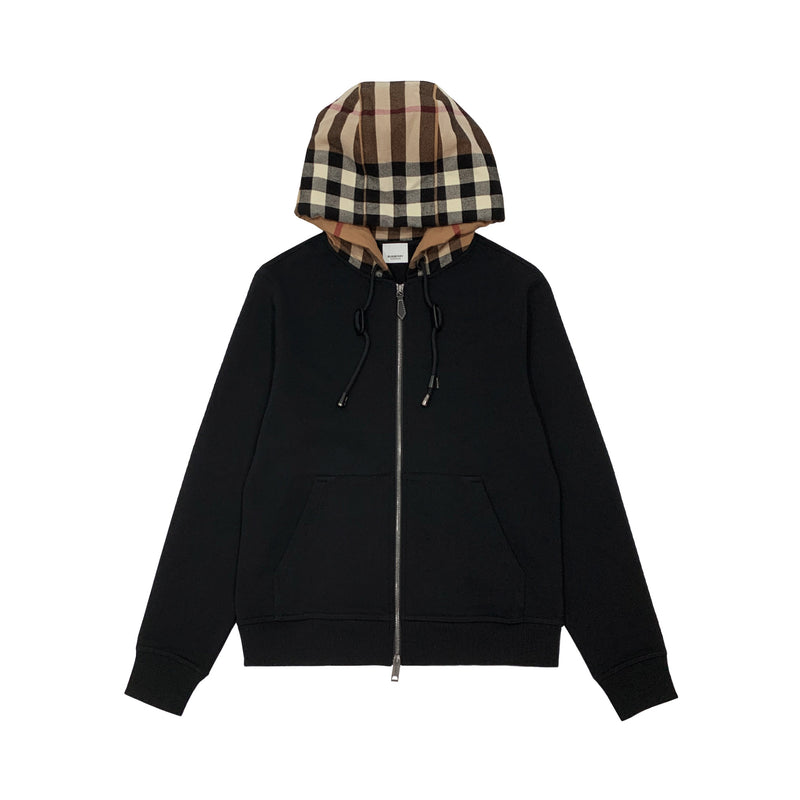 Burberry Check Cotton Zip Up Hoodie