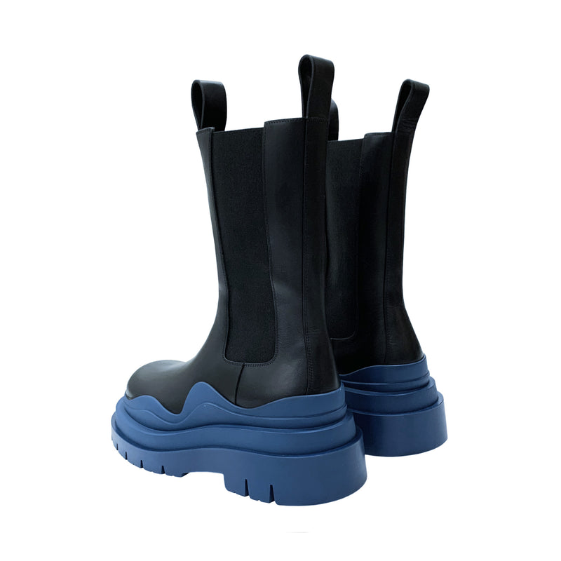 Bottega Veneta Black Leather Tire Boots
