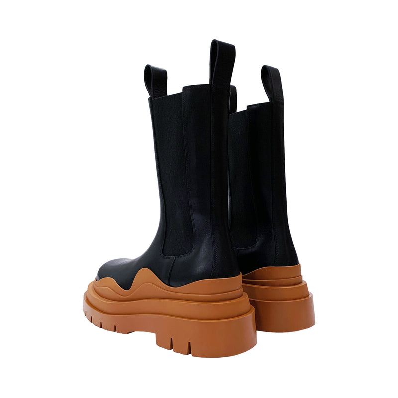 Bottega Veneta Black Leather Tire Boots