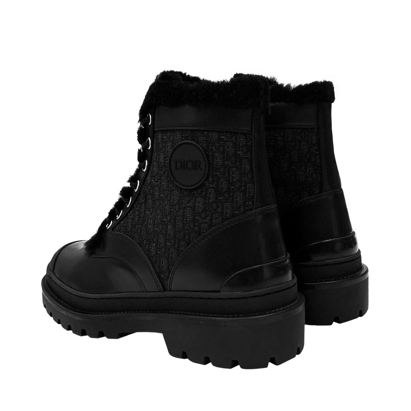 Dior Monogram Lace-Up Ankle Boots