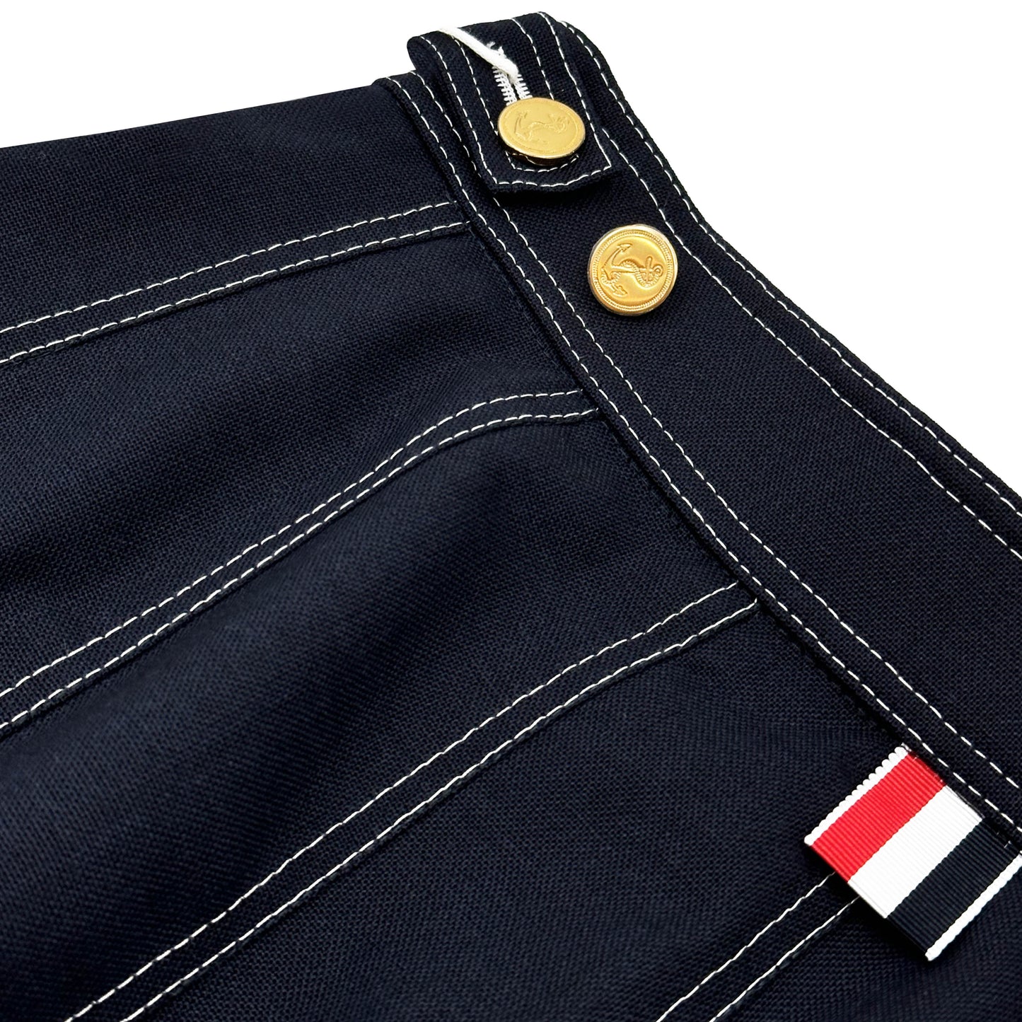 THOM BROWNE WOOL PLEATED MINI SKIRT