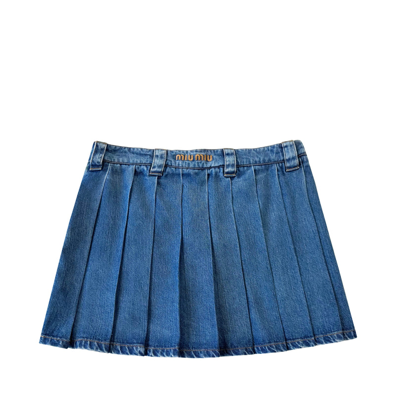 Miu miu pleated denim skirt 2025