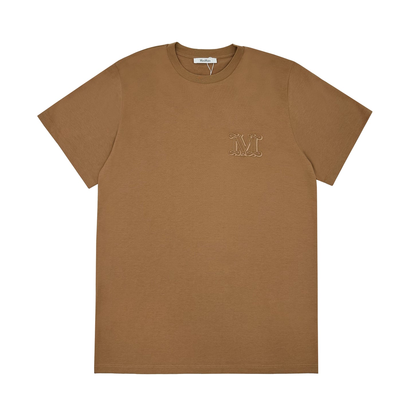 MAX MARA MANGO LOGO EMBROIDERED T-SHIRT IN BEIGE