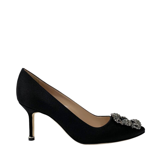 Manolo Blahnik Hangisi 70 Satin Jewel Buckle Pumps