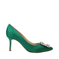 Manolo Blahnik Satin Jewel Buckle Pumps