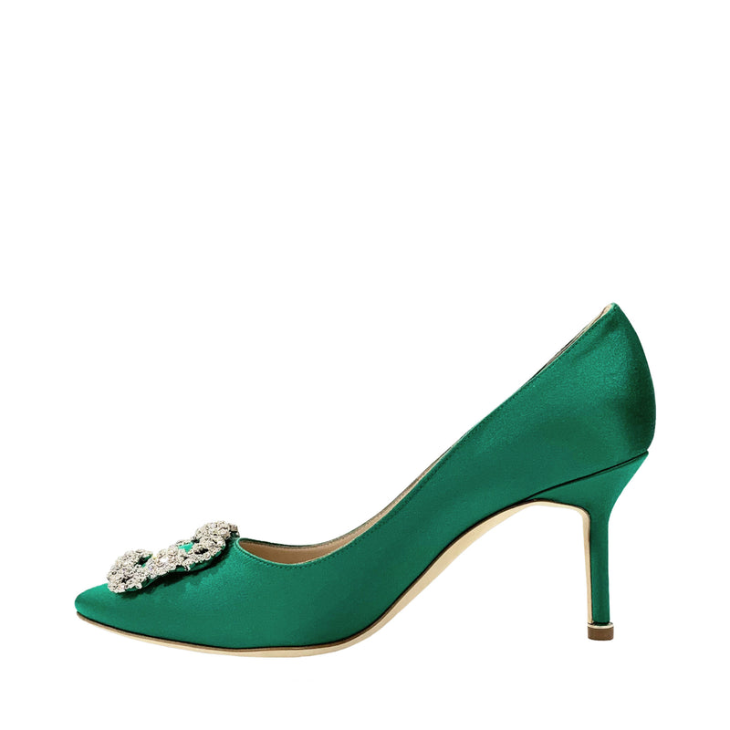 Manolo Blahnik Satin Jewel Buckle Pumps