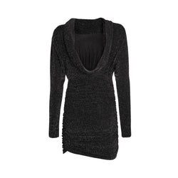 Saint Laurent Glitter Drape Back Dress