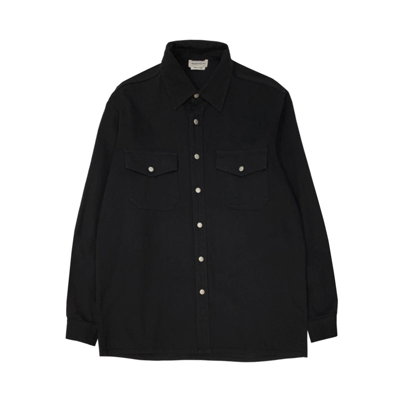 Alexander McQueen Logo Patch Denim Shirt | Designer code: 707426QTY45 | Luxury Fashion Eshop | Lamode.com.hk