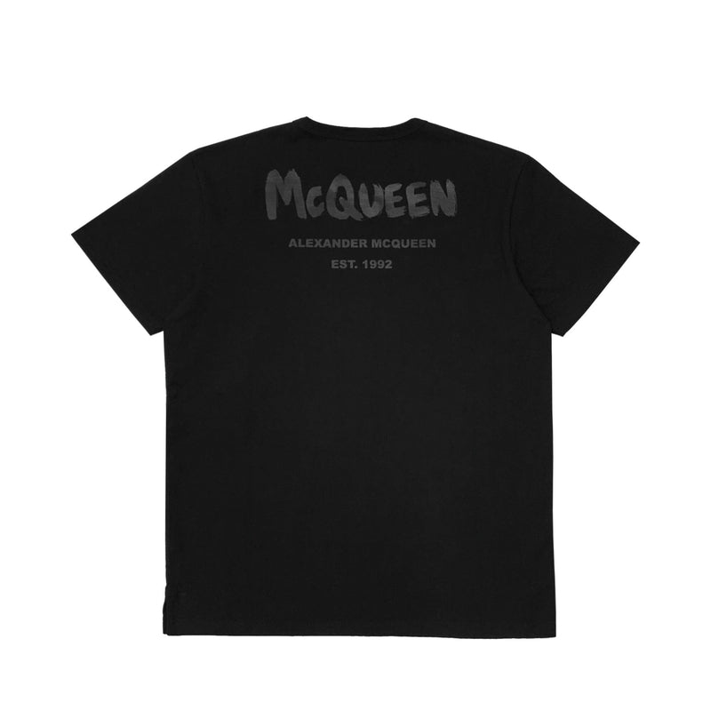 Alexander McQueen Graffiti Logo Print T-shirt | Designer code: 666626QUZ7B | Luxury Fashion Eshop | Lamode.com.hk