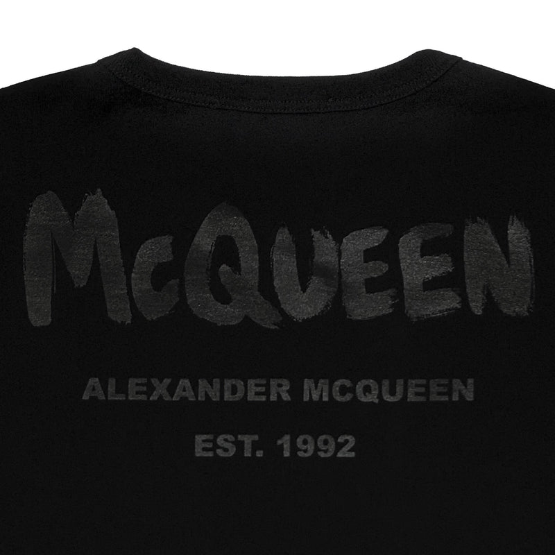 Alexander McQueen Graffiti Logo Print T-shirt | Designer code: 666626QUZ7B | Luxury Fashion Eshop | Lamode.com.hk