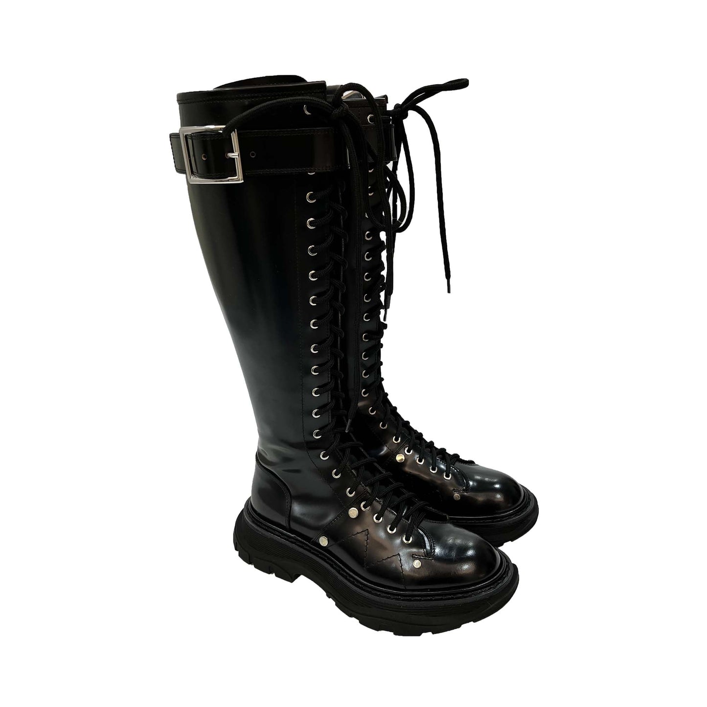 Alexander McQueen Tread lace Up Leather Boots | Designer code: 595466WHZ81 | Luxury Fashion Eshop | Lamode.com.hk