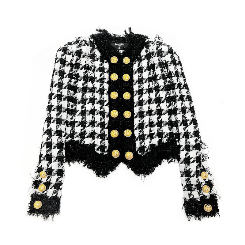 Balmain Houndstooth Tweed Jacket | Designer code: YF1SC038MB44 | Luxury Fashion Eshop | Lamode.com.hk