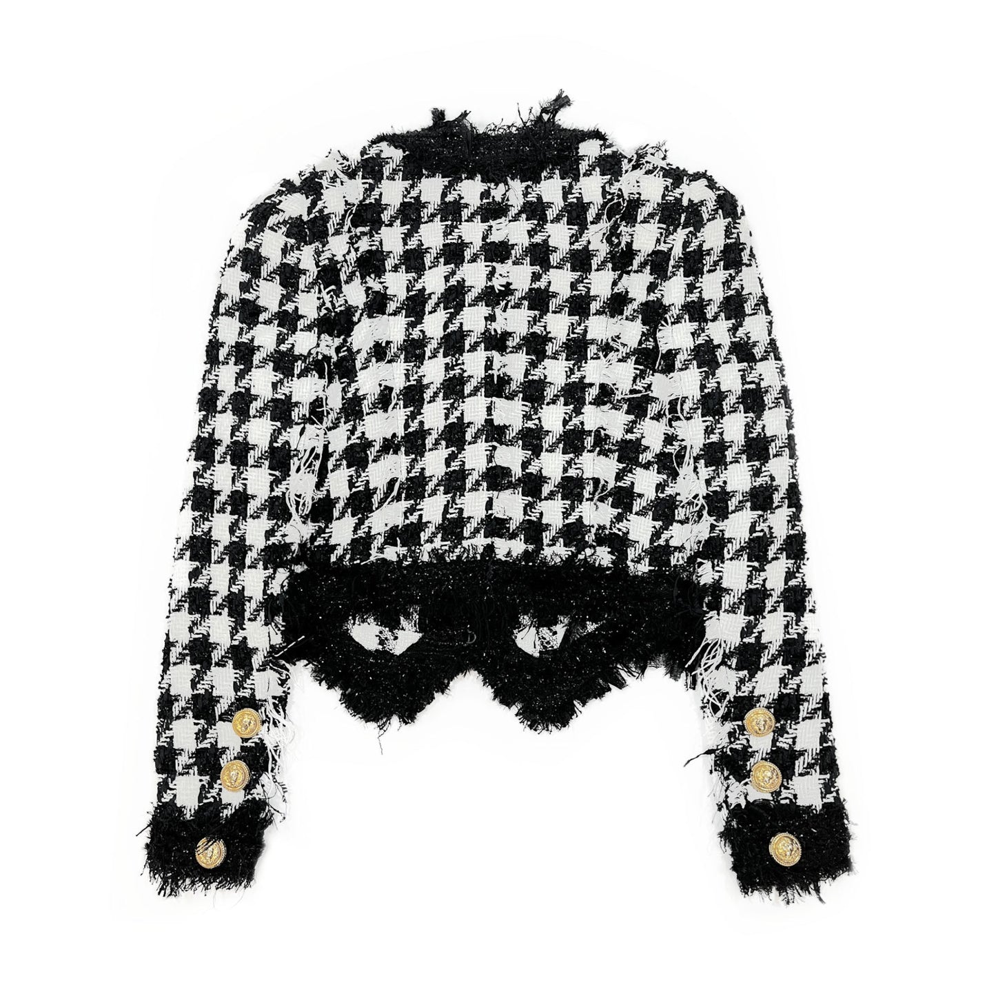 Balmain Houndstooth Tweed Jacket | Designer code: YF1SC038MB44 | Luxury Fashion Eshop | Lamode.com.hk