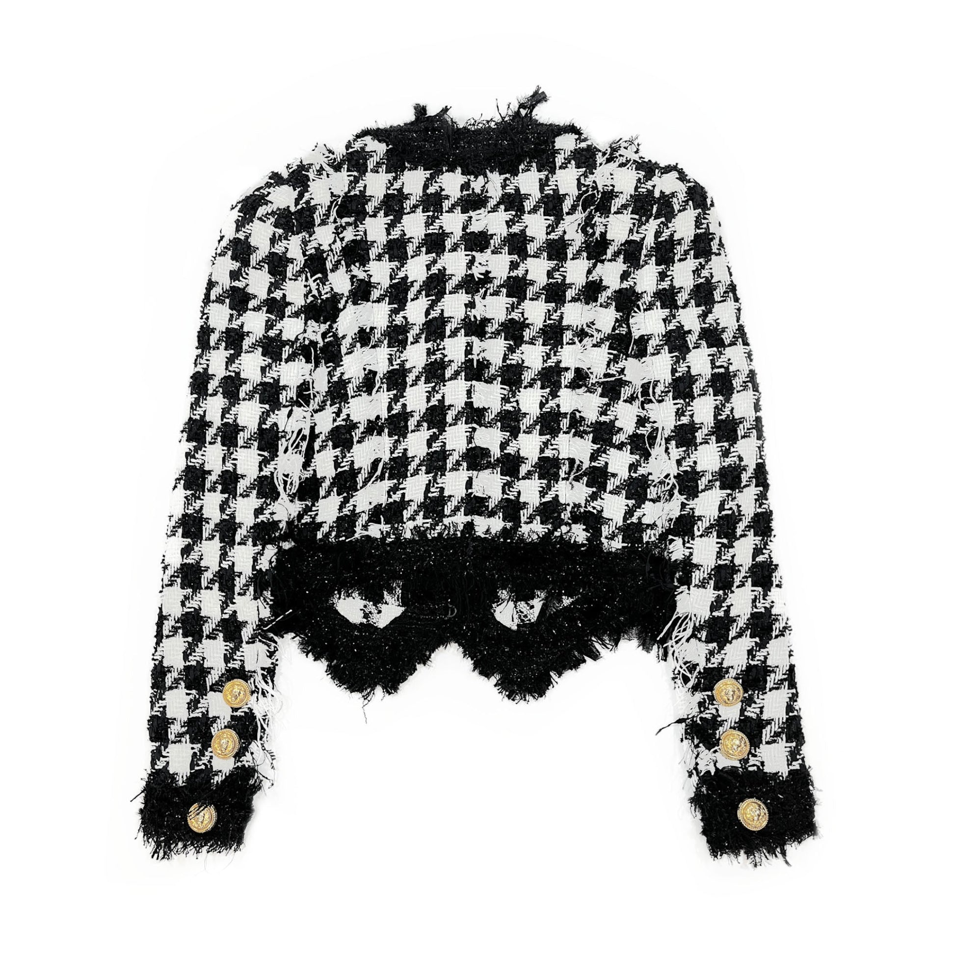Balmain Houndstooth Tweed Jacket | Designer code: YF1SC038MB44 | Luxury Fashion Eshop | Lamode.com.hk