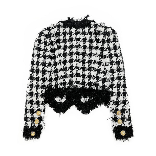Balmain Houndstooth Tweed Jacket | Designer code: YF1SC038MB44 | Luxury Fashion Eshop | Lamode.com.hk