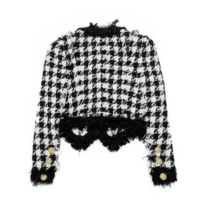 Balmain Houndstooth Tweed Jacket | Designer code: YF1SC038MB44 | Luxury Fashion Eshop | Lamode.com.hk