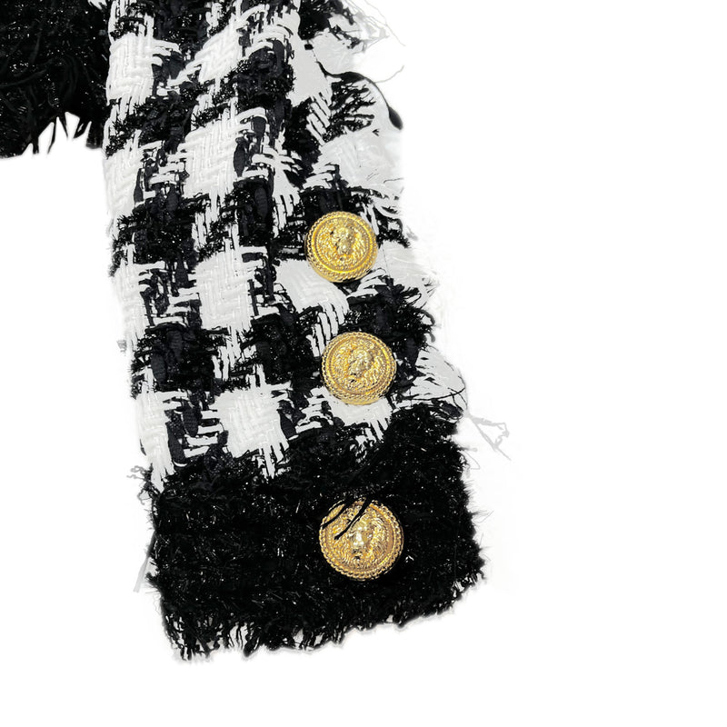 Balmain Houndstooth Tweed Jacket | Designer code: YF1SC038MB44 | Luxury Fashion Eshop | Lamode.com.hk