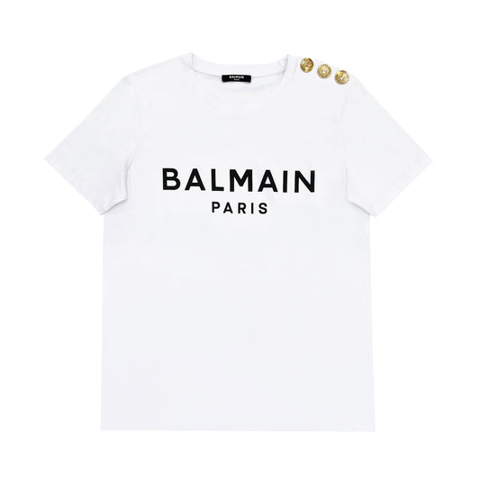 Balmain Three Button Logo Print T-shirt | Designer code: YF1EF005BB02 | Luxury Fashion Eshop | Lamode.com.hk