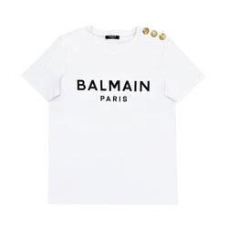 Balmain Three Button Logo Print T-shirt | Designer code: YF1EF005BB02 | Luxury Fashion Eshop | Lamode.com.hk