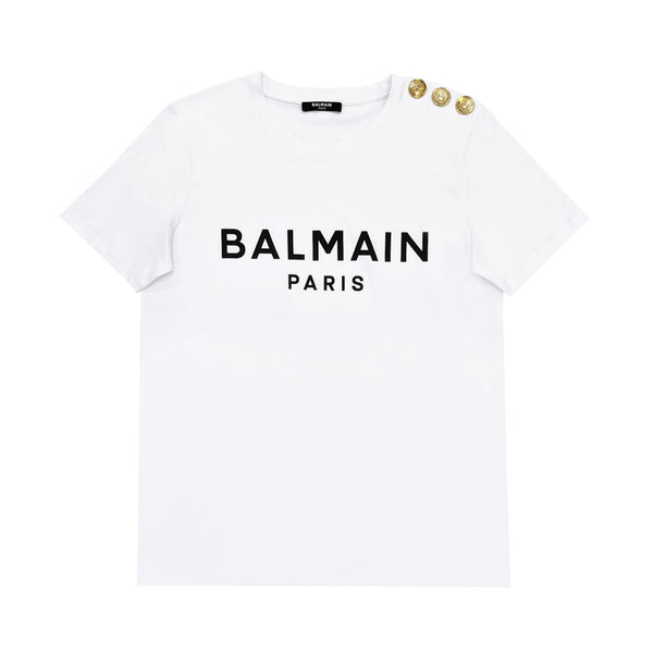 Balmain Three Button Logo Print T-shirt | Designer code: YF1EF005BB02 | Luxury Fashion Eshop | Lamode.com.hk