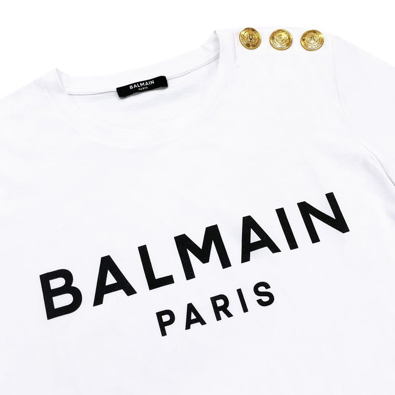 Balmain Three Button Logo Print T-shirt | Designer code: YF1EF005BB02 | Luxury Fashion Eshop | Lamode.com.hk