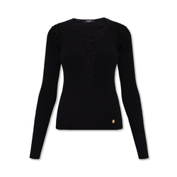 Balmain Lace Up Top | Designer code: XF0KB015KB65 | Luxury Fashion Eshop | Lamode.com.hk