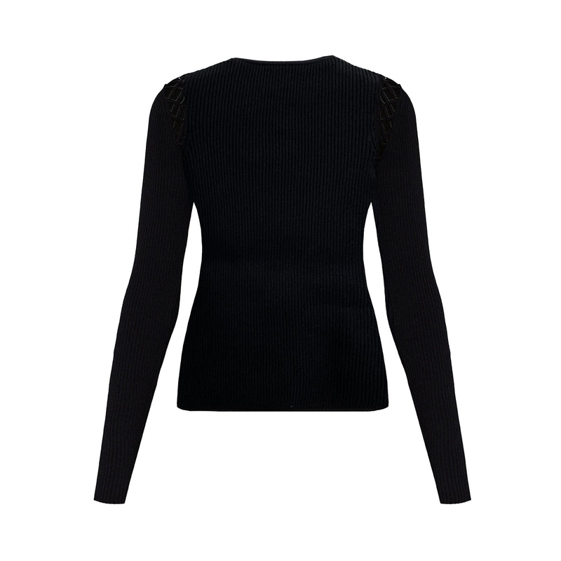 Balmain Lace Up Top | Designer code: XF0KB015KB65 | Luxury Fashion Eshop | Lamode.com.hk