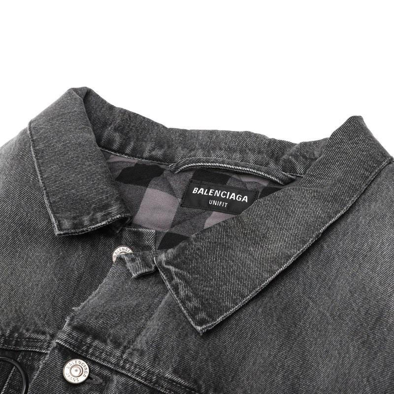 Balenciaga Asymmetric Denim Jacket | Designer code: 662747TBP47 | Luxury Fashion Eshop | Lamode.com.hk