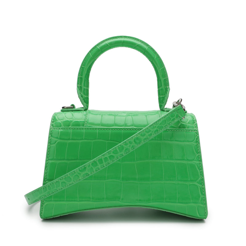 Hourglass XS Crocodile-Embossed Top-Handle Bag