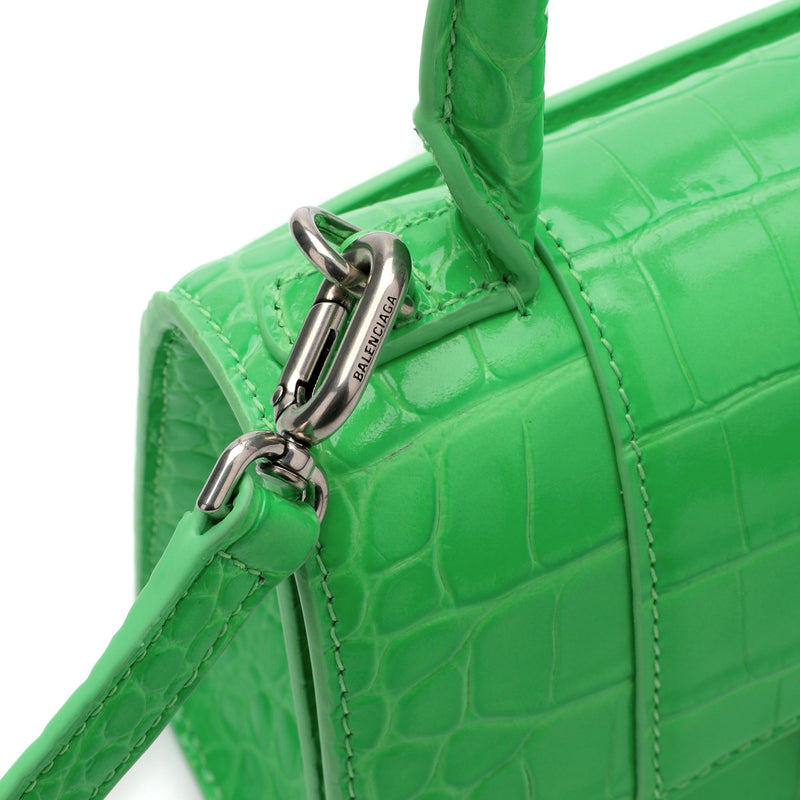 Shop Balenciaga Hourglass XS Handbag Crocodile Embossed