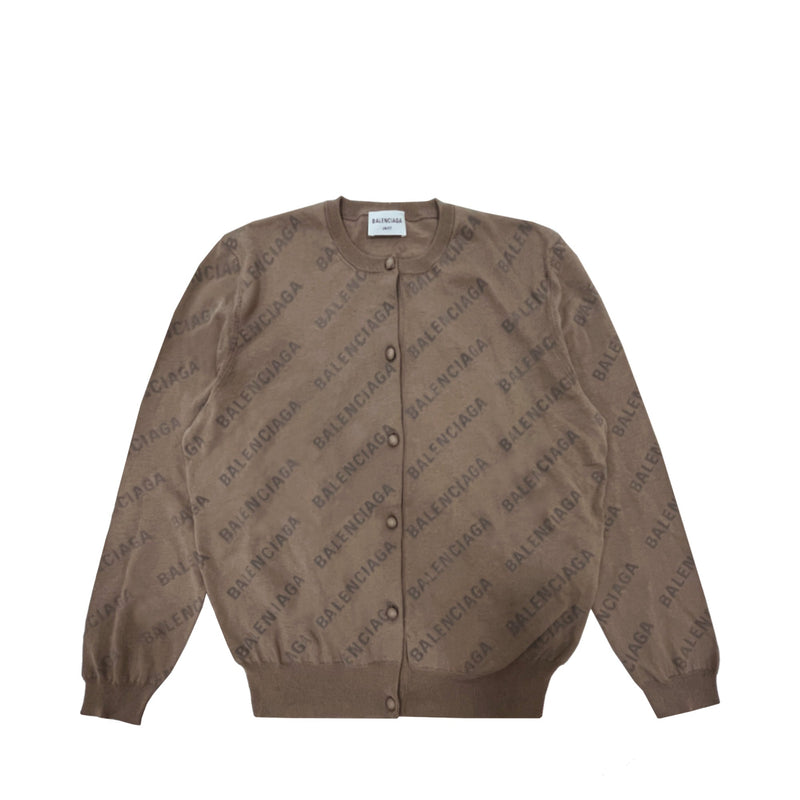 Balenciaga Allover Logo Cropped Cardigan | Designer code: 706303T3234 | Luxury Fashion Eshop | Lamode.com.hk