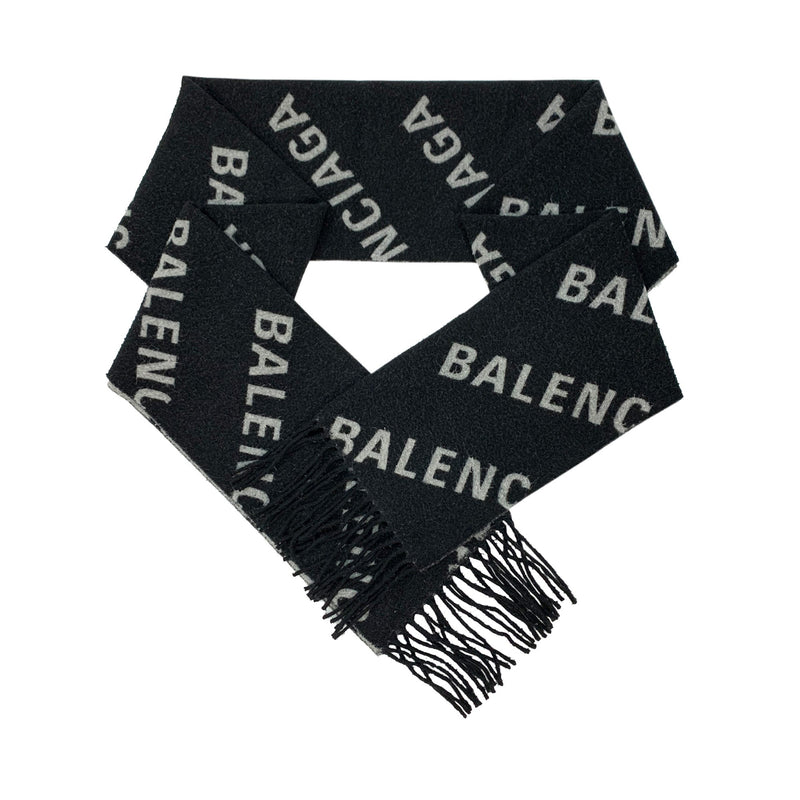 Balenciaga Wool Scarf With All Over Logo | Designer code: 697725421B1 | Luxury Fashion Eshop | Lamode.com.hk